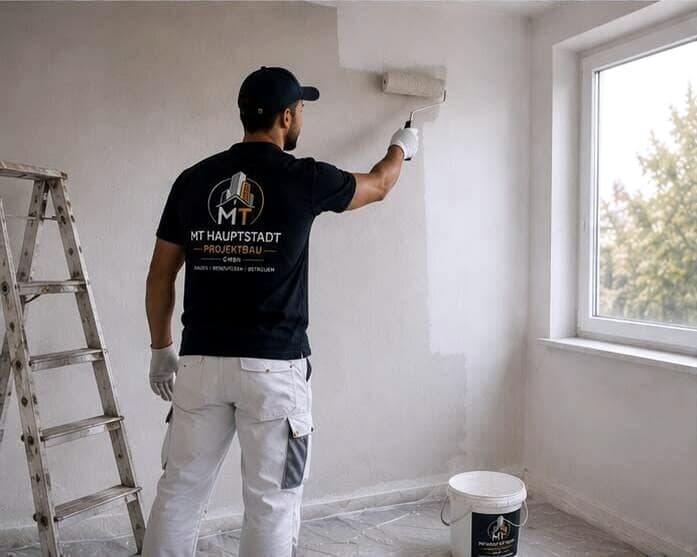 Malerarbeiten: Wand wird frisch gestrichen